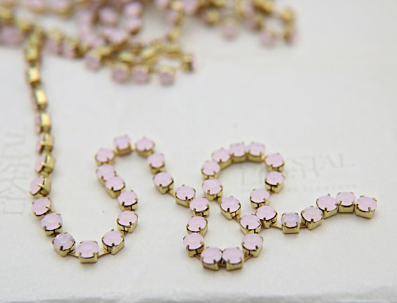 16 SS Rhinestone Chain Swarovski in Rose Water Opal 4mm 0.5 1 2 5 15 Meters Vintage Findings Strass Chains Etsy Canada