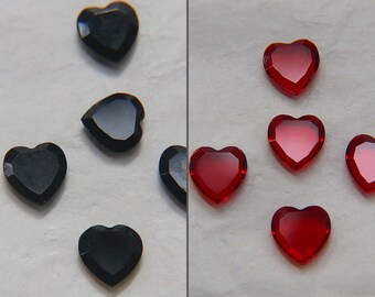 Vintage Swarovski Heart Rhinestones - Jet & Light Siam, 10mm