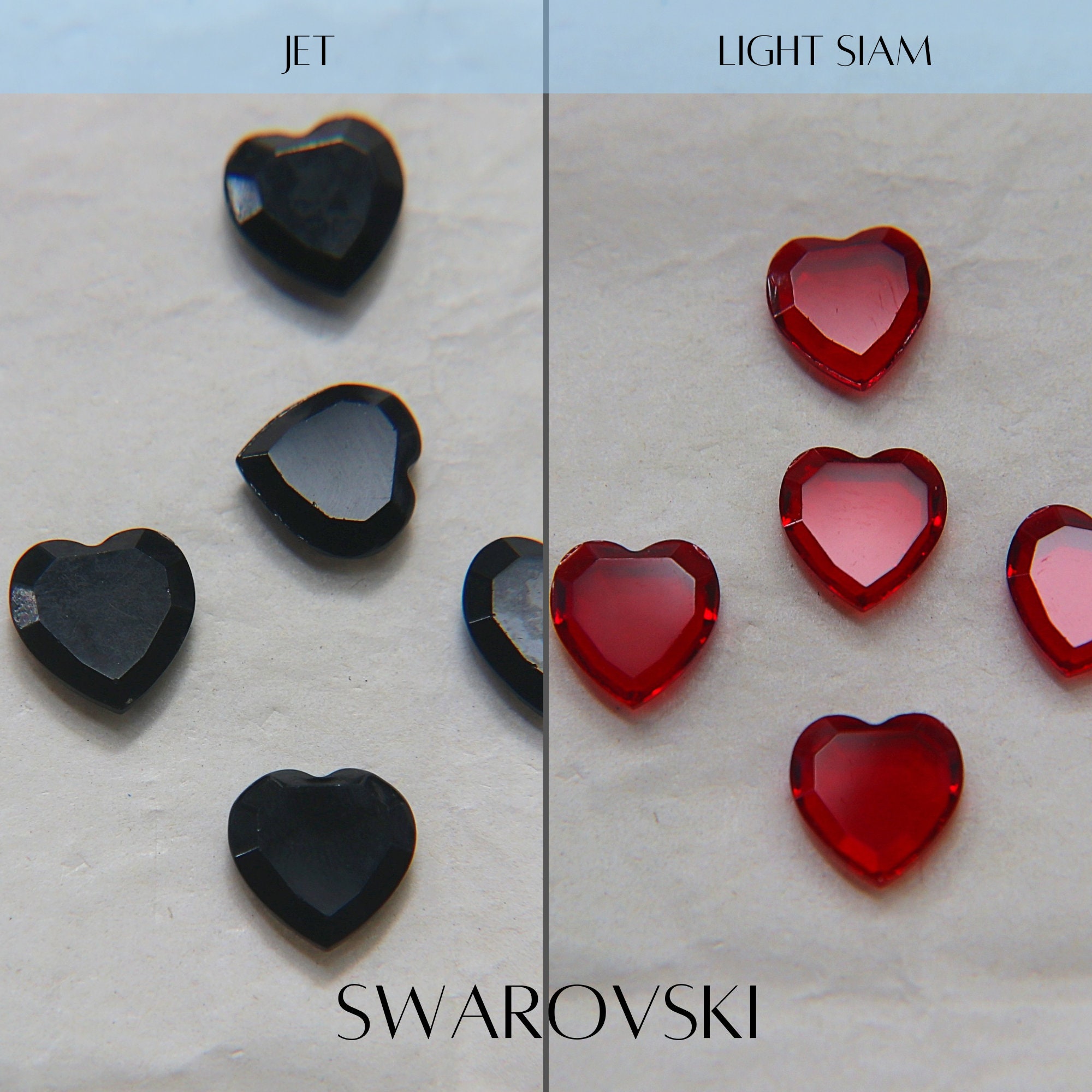 ヴィンテージ スワロフスキー ハート ラインストーン - ジェット