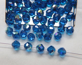 7mm Vintage Swarovski Crystal Beads, Capri Blue AB 5309 Faceted