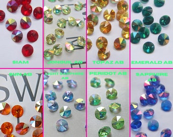 10mm SWAROVSKI 6428 Rivoli Crystal Pendant Beads in (8 Colors) 2/4/24/72/144 Pieces