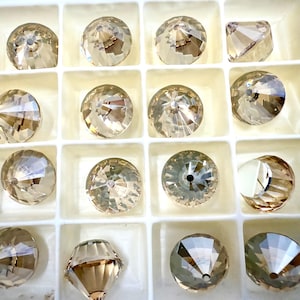 14mm Rare Vintage Swarovski Art #4866 Roulette Rockets Premier Crystal Golden Shadow fancy stones jewelry making craft supply