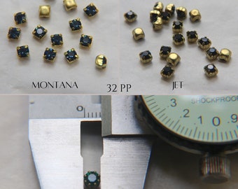 Cristales Swarovski vintage, engastes de latón, accesorios de joyería (32 piezas)