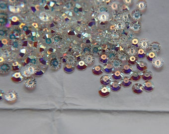 4MM Swarovski Crystal Aurore Boreale 2X Unfoiled Xillion Lochrose SEW ON STONES 3128 24/72/144 Pieces, embroidery materials, couture