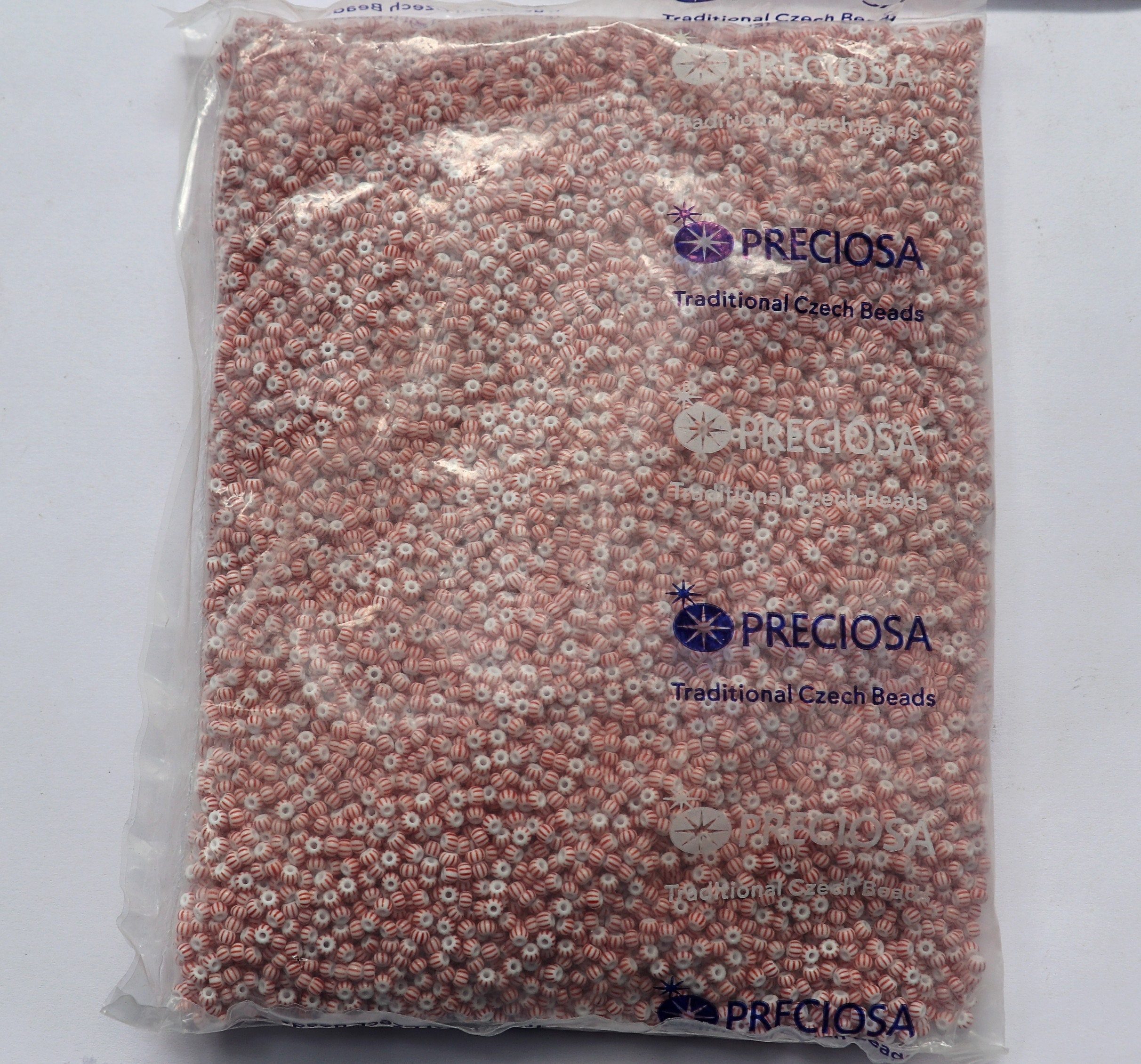 8/0 Opaque Stripes SEED BEADS PRECIOSA Traditional Czech