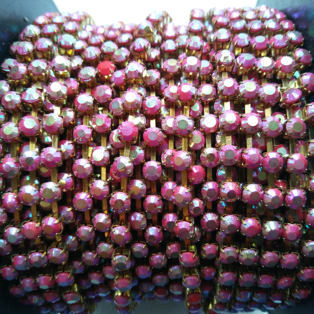Red Rhinestone String Chain 16 SS Rhinestone Chain Vintage Coral Red AB 4mm 1/2/5/15 Meters Vintage ...