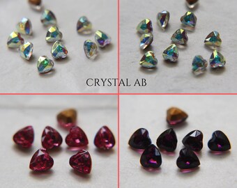 Swarovski Vintage Heart Rhinestones – Crystal AB, Amethyst, Rose (6.5x6mm)