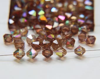 Swarovski Light Smoked Topaz AB Bicone Beads, 4mm Couture Embellishments