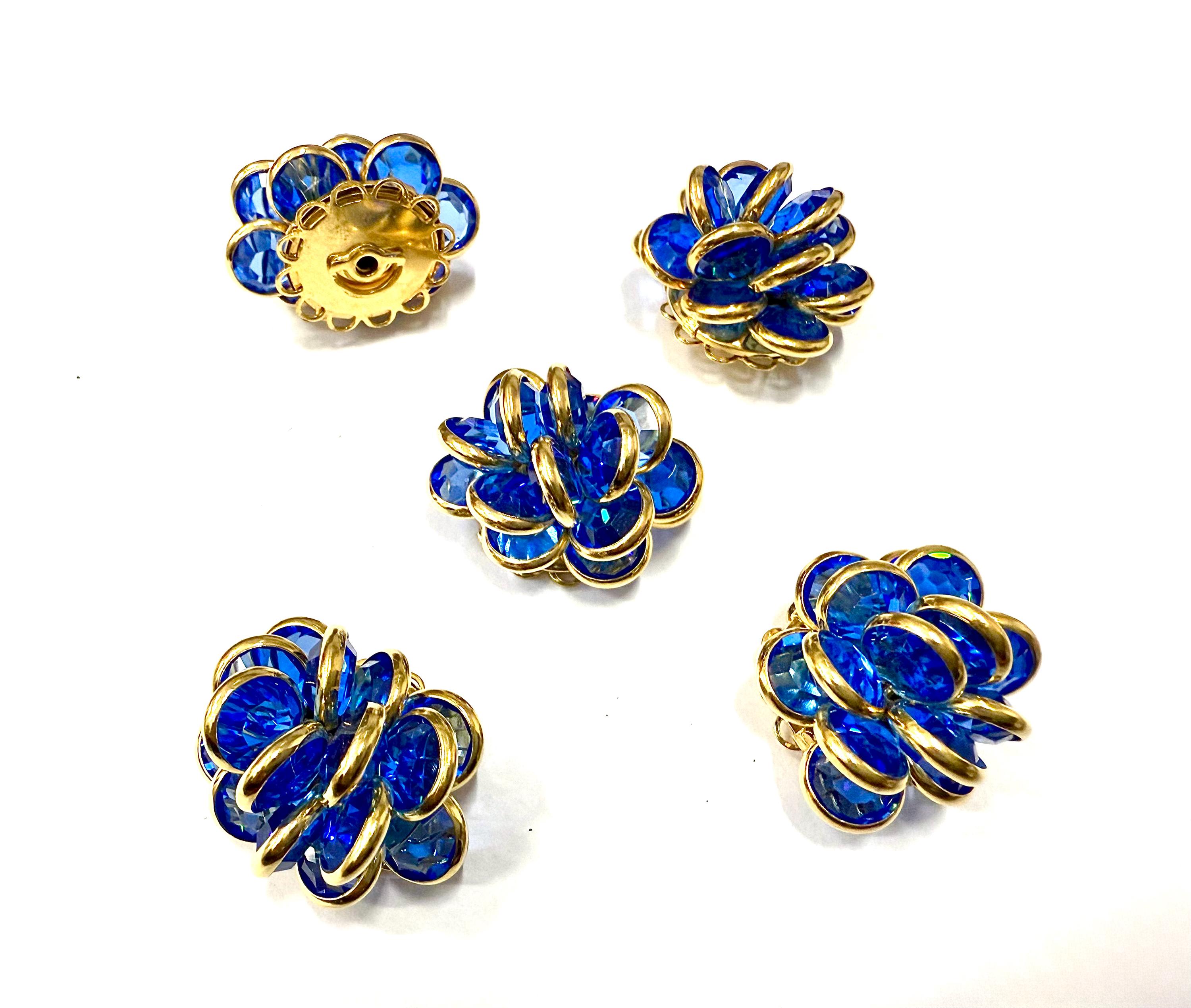 ヴィンテージ スワロフスキー サファイア クリスタル フラワー ビーズ