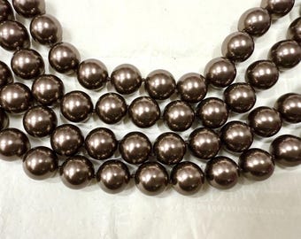 Swarovski Crystal Brown Pearl Beads, 10mm Round Pearls