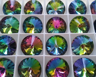 18mm Swarovski Rivoli Crystal, Vitrail Medium Foiled (2/6 Pieces)