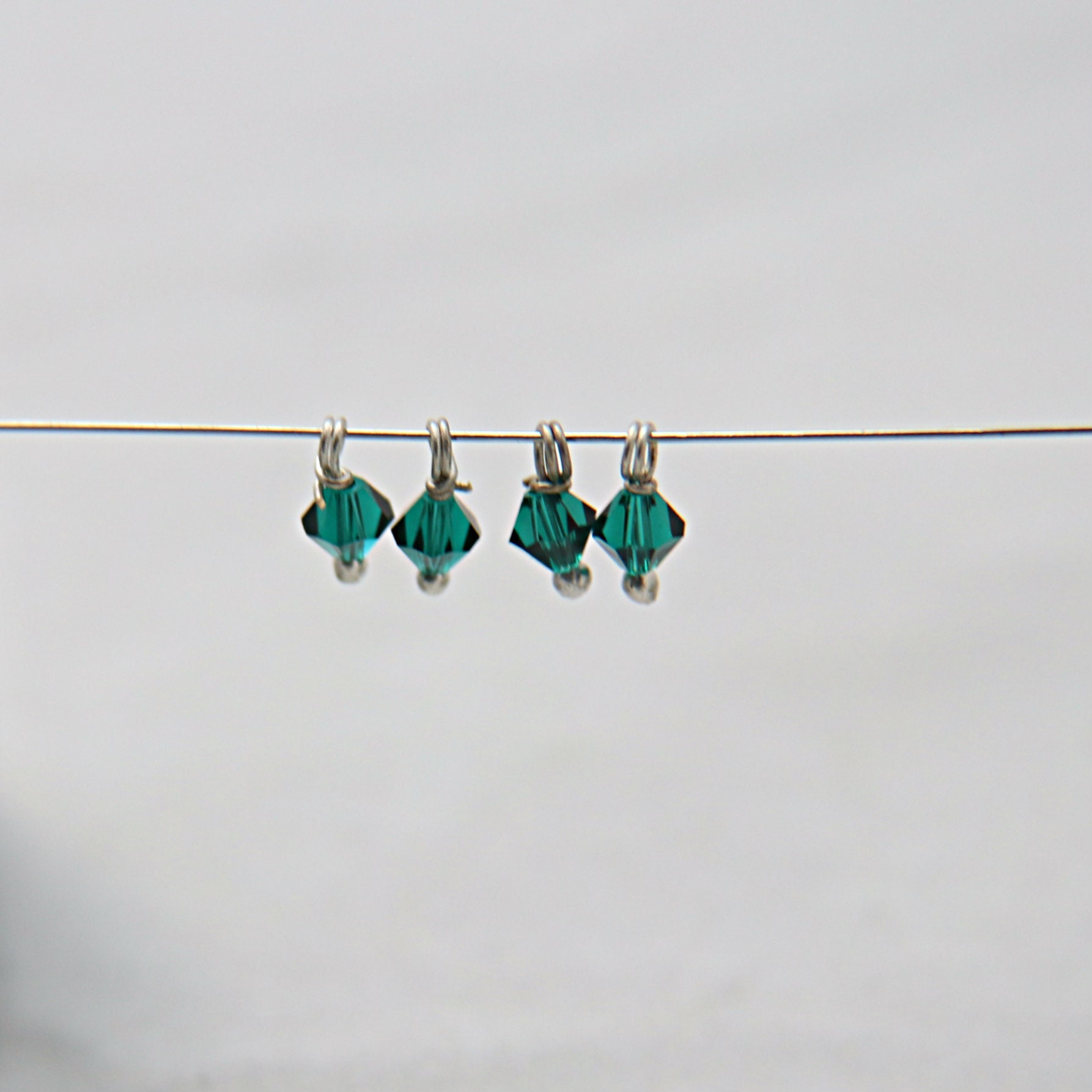 4mm Swarovski EMERALD crystal dangles in Sterling Silver wire wrapped-  charms- drops- jewelry making 72/144/432/1000Pieces jewelry finding
