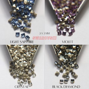 Swarovski #4428 3X3 MM Square Fancy Stone Crystal 4 colors 12/36/144/720 Pieces jewelry making, embellishment, vintage findings, rare tools