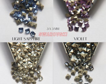 Piedra cuadrada de cristal Swarovski de 3 mm, suministros para joyería (4428)