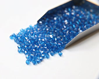 3 mm Capri Blaue Swarovski Doppelkegel Perlen, Schmuckherstellung Zubehör, 36-720 Stück