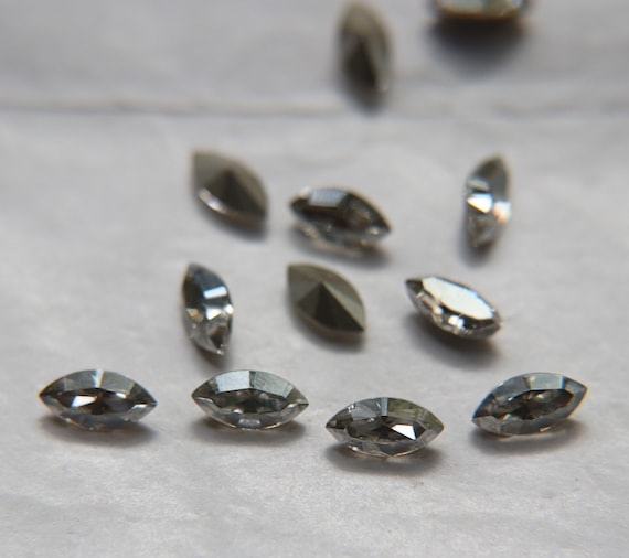 10X5 mm Vintage Swarovski fancy Navette in Crystal Silver Shade 36/72/144  Pieces Jewery making stones gemstones, fancy opal stones