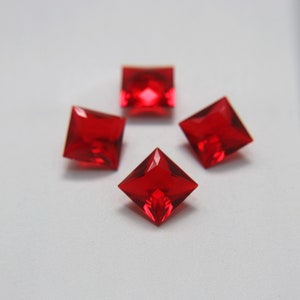 Vintage Swarovski 12 mm Light Siam Square Princess Cut Unfoiled 4447 Premier Crystal Rhinestones 2/6/12/36 Pieces gemstones