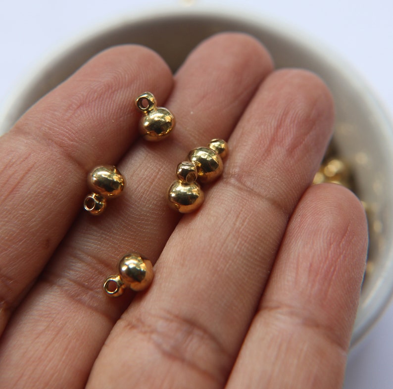 Round Solid Metal Drops Ball drop Charms in brass 6mm 1035150 pieces jewelry findings 1.4mm Loop vintage jewelry parts