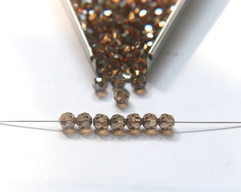 6mm Swarovski Crystal Beads, Green Satin Faceted Round (Article 5000)