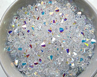 2.5mm Crystal Aurore Boreale Swarovski Bicone Xillion 5328 jewelry making wedding decorations rare findings