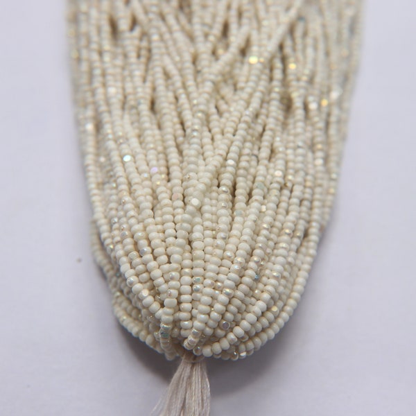 11/0 Hanks Charlotte Cut Beads Patina Opaque Chalk White Aurore Boreale 1/5/25/50/100 Hanks PREMIUM SEED BEADS, Native Supplies