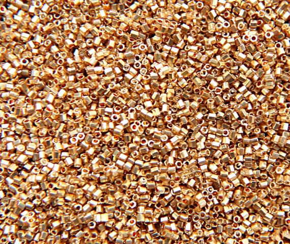 15/0 MIYUKI Hex Beads, Galvanized Gold, Japanese Glass Seed Beads