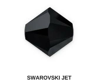 Jet Black Swarovski Bicone Beads (6/8 MM) - Embellishment Pieces
