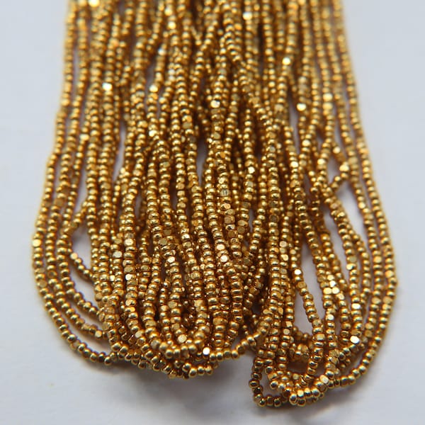 13/0 Hanks Charlotte Cut Beads Gold Metallic 1/5/25/50/100 Hanks 1.6mm PREMIUM SEED Beads, jewelry supply, vintage beads