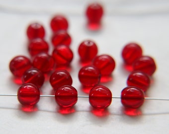 Siam Red Vintage Czech Pearl Beads 7mm for Jewelry Making