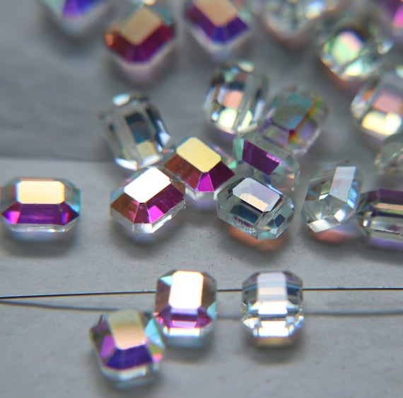 10x8mm 5105 Rare Rectangular CRYSTAL AB Swarovski Crystal Bead
