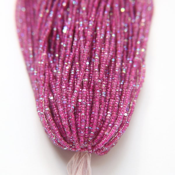 11/0 Hanks Charlotte Cut Beads Patina Electric Fuchsia Lined Aurore Boreale 1/5/25/50/100 Hanks PREMIUM SEED BEADS, Native Supplies