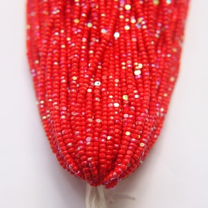 11/0 Hanks Charlotte Cut Beads Patina Light Red Opaque Aurore Boreale 1/5/25/50/100 Hanks PREMIUM SEED BEADS, Native Supplies