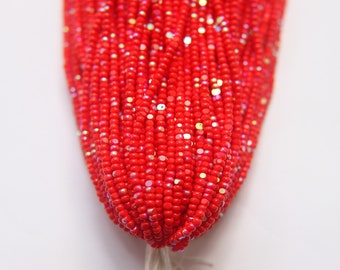 11/0 Hanks Charlotte Cut Beads Patina Light Red Opaque Aurore Boreale 1/5/25/50/100 Hanks PREMIUM SEED BEADS, Native Supplies