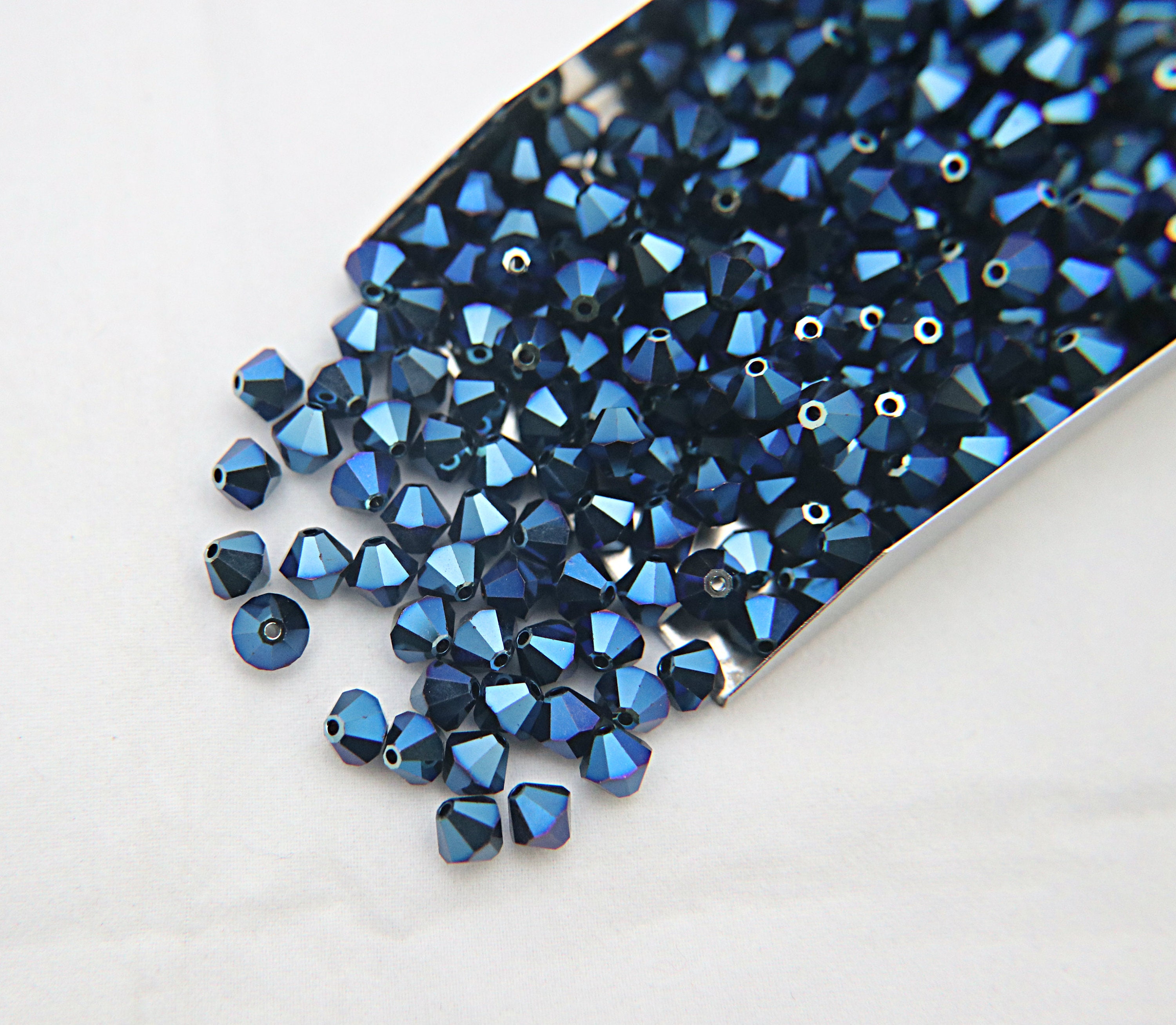 Swarovski Crystal Bicone Beads, Metallic Blue, 4/6mm - Etsy