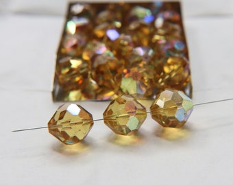 Vintage 16mm Swarovski 5309 Crystal Beads: Light Colorado Topaz Aurore Boreale