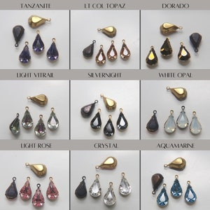 Swarovski 13x8 Fancy pear Stones setting drop dangle (one loop) in 9 colors 2/6/24/72 Pieces jewelry supplies Brass/Vintage Black