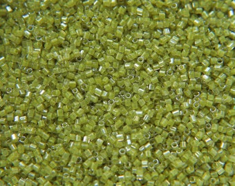 Cuentas hexagonales MIYUKI 15/0, brillo cristalino oliva claro, cuentas de semillas japonesas