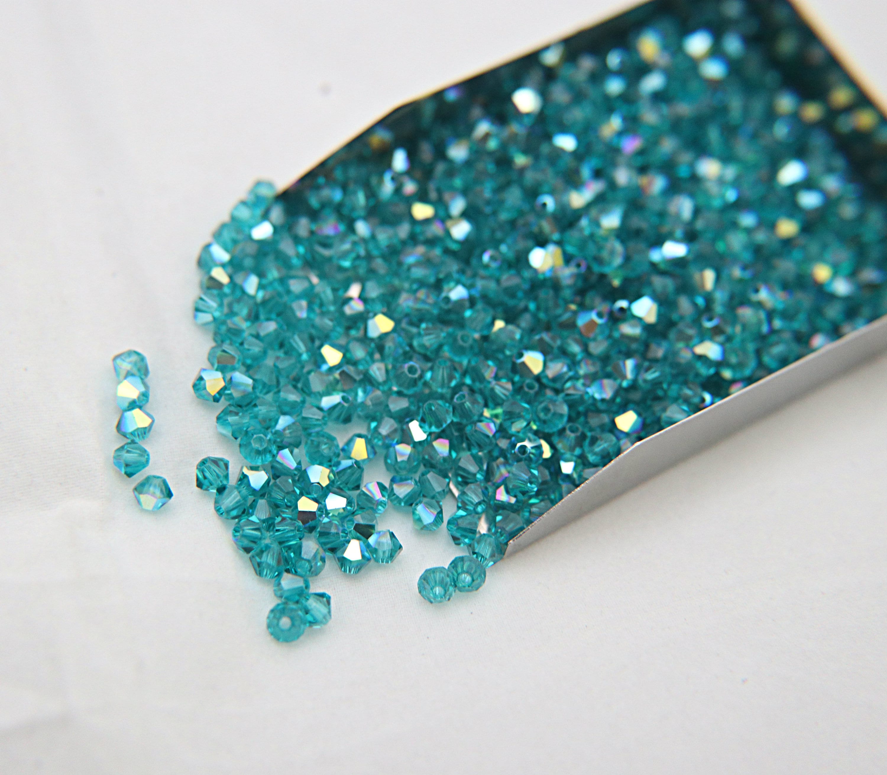 3/4mm Swarovski Blue Zircon AB Bicones Beads 36/72/144/432