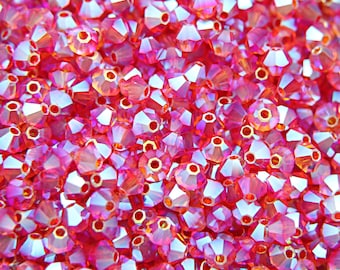 Cuentas bicónicas Swarovski Fireopal 2X AB de 4 mm, fornituras para joyería