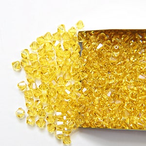 4mm Citrine Swarovski Bicone beads Cuts 36/72/144/432/720 Pieces (249) VINTAGE SWAROVSKI, jewelry making, embroidery materials, craft supply