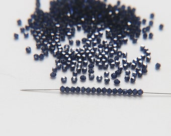 Cuentas bicono de Swarovski de índigo oscuro de 3 mm, suministros para joyería