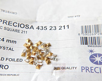 Preciosa Crystal Square Fancy Stones, 3/4 mm, Jewelry Making Supplies