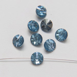 10mm Aquamarine Vintage Swarovski 3015 Sew On Rivoli Button Genuine Swarovski Crystal 2/6/12 pieces