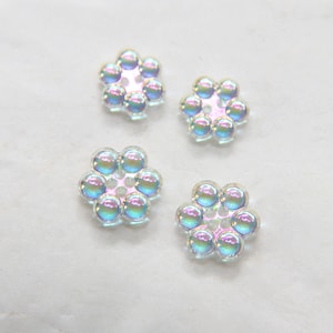 12/17 mm Vintage Swarovski Rare Aurore Boreale Flower Button 2 hole 6/12 Pieces