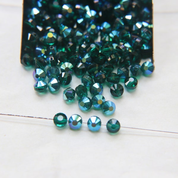5mm Swarovski 5100 vintage perles de cristal rondes et légèrement aplaties Emerald Aurore Boreale 6/12/36/172/44/288 Pièces perles vintage