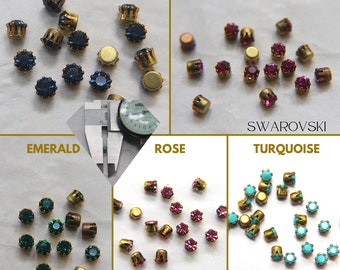 Cristales Swarovski vintage de 14 pulgadas, monturas de latón, accesorios para joyería
