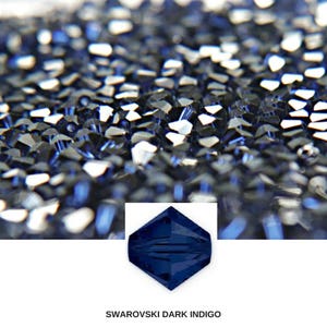 6MM Dark Indigo Swarovski Bicone Beads 12/36/72/144/288 Pieces (288) Low Shipping, jewelry supplies, vintage findings, embroidery materials