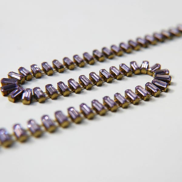 Swarovski Snake Baguette ketting 7x3 mm in Violet (371) instellingen in Brass 0.5/1/2 Meter Wedding Bridal Supplies| Sieraden maken| Decoratie