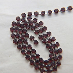 12 SS Rhinestone Chain Vintage Glass Amethyst Frosted in Brass Settings 3mm 1/2/5/15 Meters vintage findings, strass chains, craft supplies