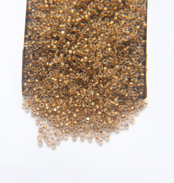 13/0 Charlotte Cut Beads Matt Crystal Bronze Lined 5/10/20/50/250/500 Grams  embroidery materials, jewelry making, Native vintage beads